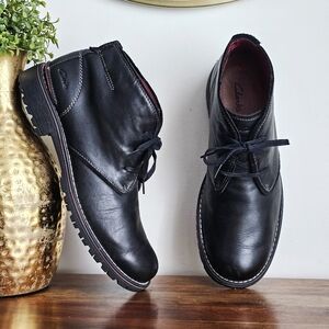 Clarks Men’s Black Genuine Leather Lace Up Ankle Boots Size 15M Rugged Sole